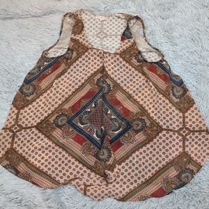 CB Shirt Womens L Blouse Boho Comfort Top Casual Paisley Gypsy Sleeveless